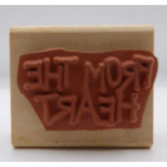 Stamp, Wooden Rubber, From the Heart ©1995 Stampin Up! 2 x 1 3/4" - Picture 4 of 4